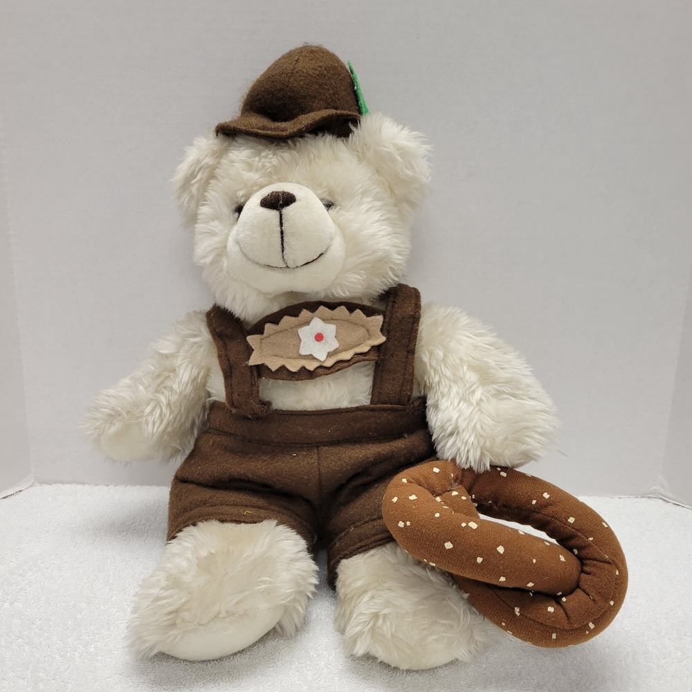 German Boy Teddy Bear Plush w/ a pretzel